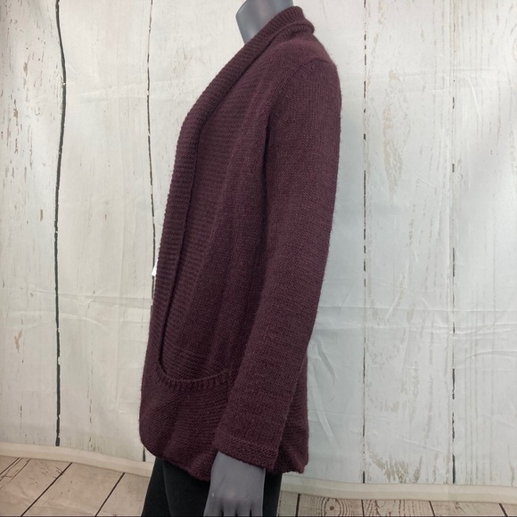 Burgundy Italian knit cardigan duster - Picture 2 of 7